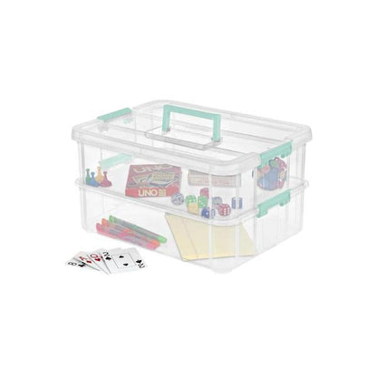 Sterilite 10.75" x 14.37" x 7.64" 2 Liter 2-Compartment Storage Container Model 1427CLR