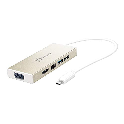 j5create 60w JCD376 USB-C Mini Hub 1920 x 1200 HDMI 1920 x 1200 VGA 6 Ports