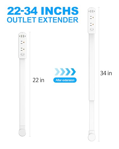 Olcorife 6-Outlets Power Strip with 4 USB Ports, Surge Protection, Extender Stick 22-34 inches