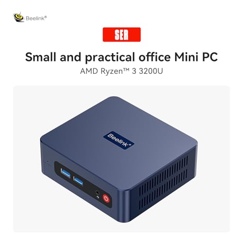 Beelink SER3 Mini PC, AMD Ryzen 3 3200U, 16GB DDR4 RAM, 500GB M.2 PCIE3.0 X4 SSD, 4K 3840x2160, Dual Display