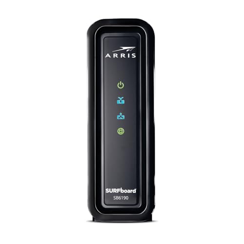 ARRIS 1 Port SB6190 DOCSIS 3.0 Black Cable Modem with 1400 Mbps Max Downstream Speed