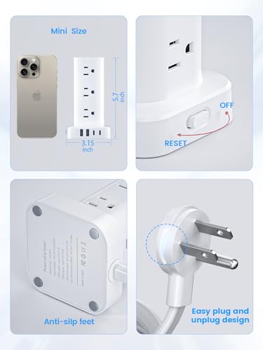 Pluackg 16-Outlets 12AC 4USB Power Strip Tower 110V