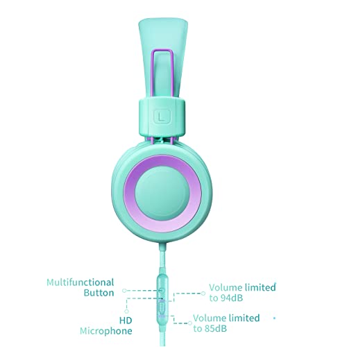 POWMEE P10 On-Ear Headphones 32 Ohms Active Noise Cancellation Wired Volume Control for Adults