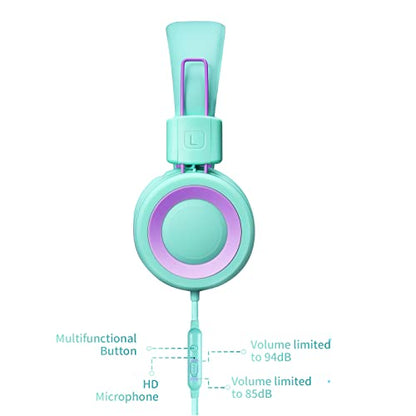 POWMEE P10 On-Ear Headphones 32 Ohms Active Noise Cancellation Wired Volume Control for Adults