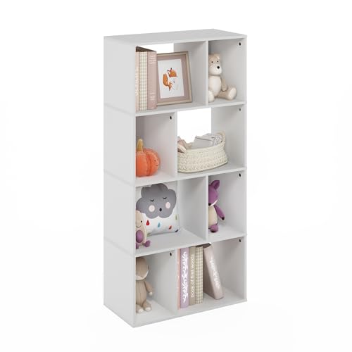 Furinno 11.73"D x 23.62"W x 48.98"H DALY 8-Cube Horizontal Bookcase