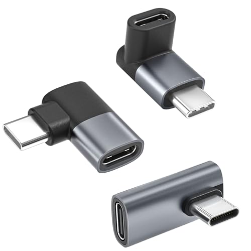 Basesailor USB Type C 90 Degree Adapter 3-Pack, 100W Power Delivery Extension, USB4, Thunderbolt 4, For iPhone 17, MacBook, Nintendo Switch