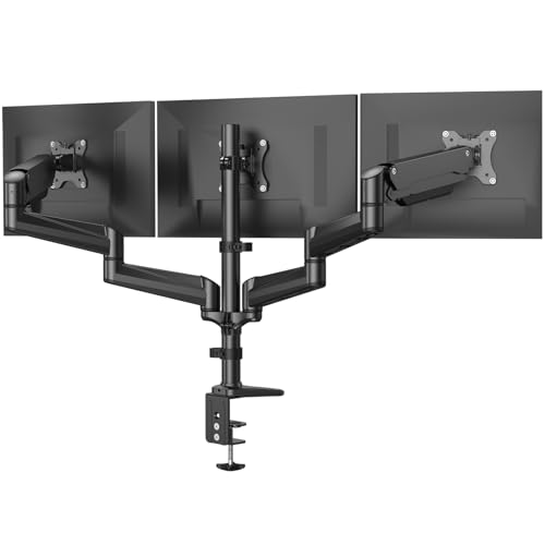 HUANUO Triple Monitor Mount 17-32 Inches HNTS3B - Alloy Steel - Articulating, Swivel, Tilt, Rotate - Tabletop Mount