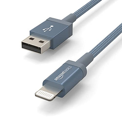 Amazon Basics 6ft Lightning to USB-A Cable, MFi Certified, Dark Gray, L6LM-N-G, Nylon