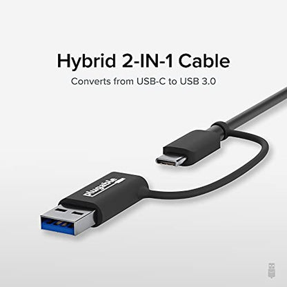 Plugable 2.5G USBC-E2500 USB-C to Ethernet Adapter – 2.5Gbps Dual-Connector Adapter Compatible with Thunderbolt 5 & 4, USB4, USB 3.0, Windows, Mac, ChromeOS, iPhone 15 & 16