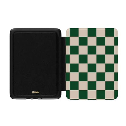 Casely 7" Kindle Case Compatible with Kindle Colorsoft & Paperwhite (12th Gen 2024) - Green Checkerboard