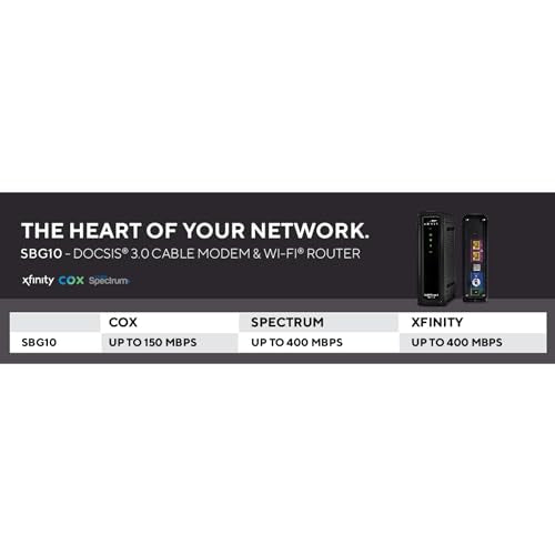 ARRIS SBG10 Modem Router Combo - 1600 Mbps Dual-Band Wi-Fi 5 Wireless, DOCSIS 3.0, 2 Ports