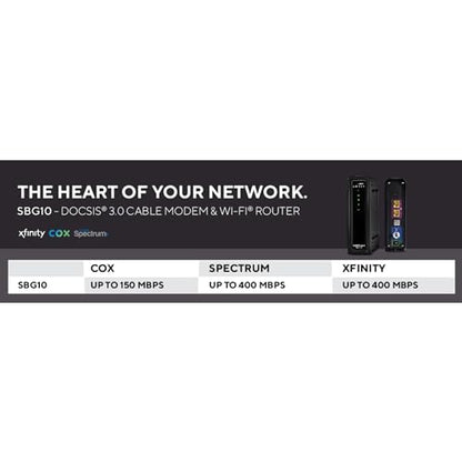 ARRIS SBG10 Modem Router Combo - 1600 Mbps Dual-Band Wi-Fi 5 Wireless, DOCSIS 3.0, 2 Ports