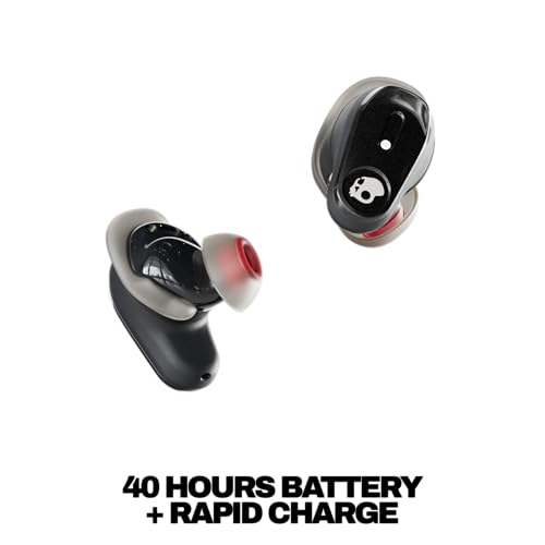 Skullcandy S2MTW-T740 True Wireless Earbuds, Bluetooth 5.3, 40 Hours Battery Life, Active Noise Cancellation, Waterproof - True Black