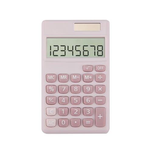 Yritioa 4.72" MN-C-pink LCD 8-Digit Solar Powered Basic Business Calculator