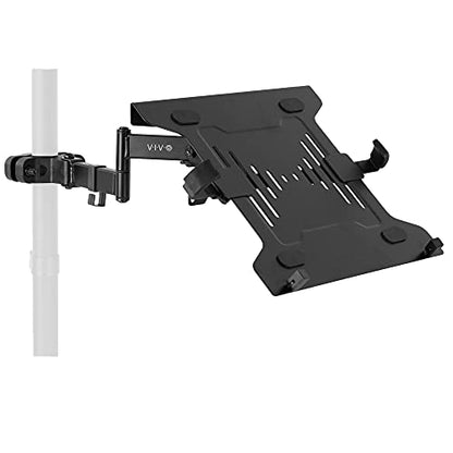 VIVO Steel Universal Full Motion Pole Mount Laptop Holder Arm, Adjustable for 10 to 15.6 inch Laptops, Black, MOUNT-PL1A-LAP3