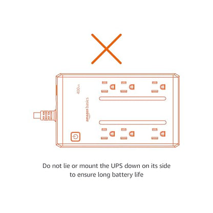 Amazon Basics UPS - 400 VA, 255 Watts, Compact Size, Black, 6 Outlets, NEMA