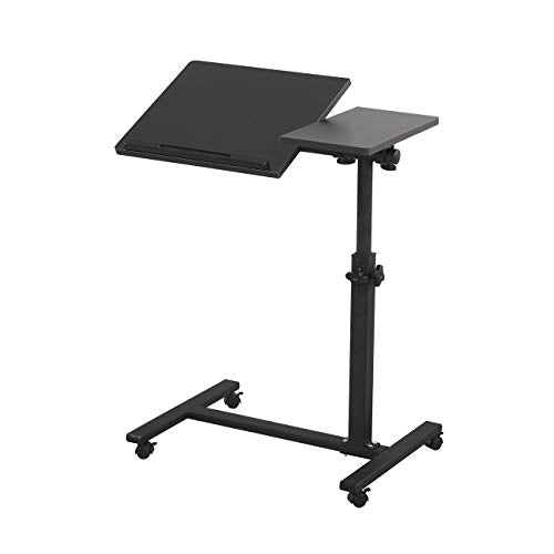 TigerDad 23.7in x 13.6in x 35in 0203 Black Mobile Rolling Laptop Stand