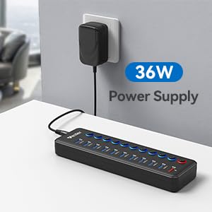 WENTER 11-Port USB Hub KDP-AF120300U Powered USB 3.0