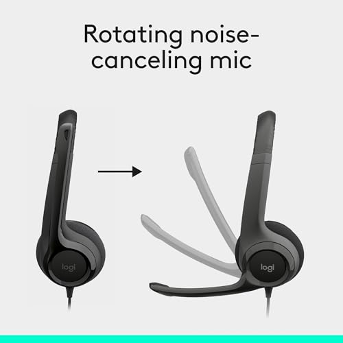Logitech Model 981-000014 USB Wired Headset, Stereo, Noise Cancelling Microphone, Black