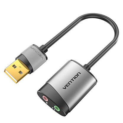VENTION 45 Grams CDKHB USB 2.0 Stereo External Sound Card with 5.1 Surround Sound Support for Linux, Windows 10, PlayStation 4