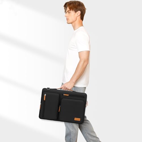 MOSISO 16 inch MO-15-FP-SOP-BRWPUHD-FTFPKT-BT-BK Zipper Laptop Shoulder Bag