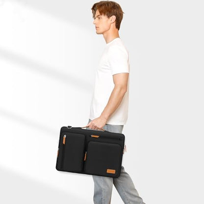 MOSISO 16 inch MO-15-FP-SOP-BRWPUHD-FTFPKT-BT-BK Zipper Laptop Shoulder Bag
