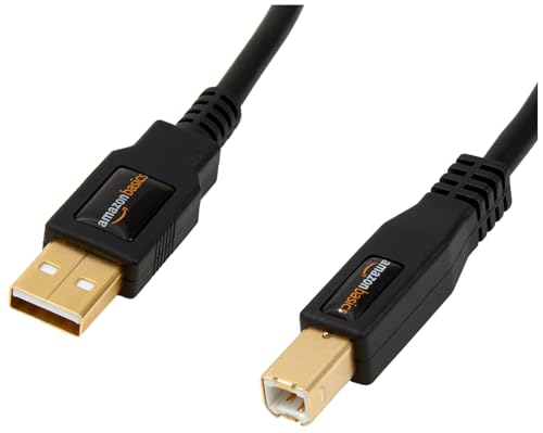 Amazon Basics 10 Foot USB 2.0 Printer Cable A-Male to B-Male, 480 Mbps, Black
