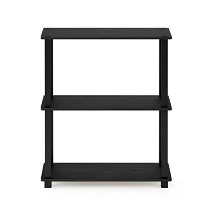 Furinno 3-Tier Multipurpose Shelf Set of 2 2-18025AM Floor Mount Black/Americano