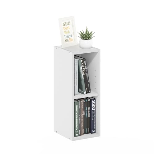 Furinno 8-Inch 22281WH 2-Tier 30 lb Capacity Floor Mount Open Shelf Bookcase