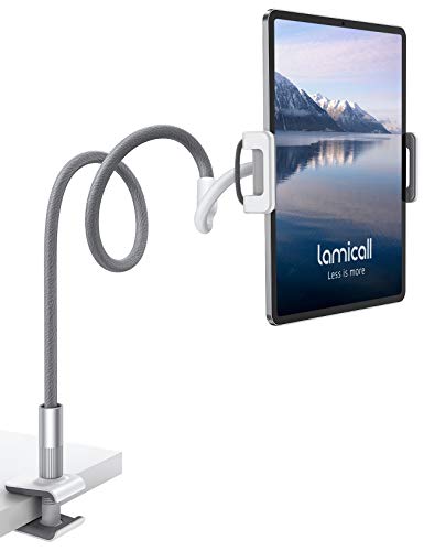 Lamicall 11 x 9.4 x 3 inches LS02 Adjustable Gooseneck Tablet Holder, 360 Degree Rotation, Compatible with 4 - 10.5 inches Devices, Clamp Mount
