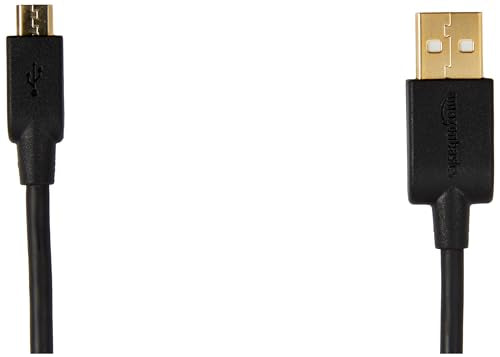 Amazon Basics USB 2.0 6-Foot Charging Cable, Model 7T9MV4, Male-to-Male Micro USB, Black