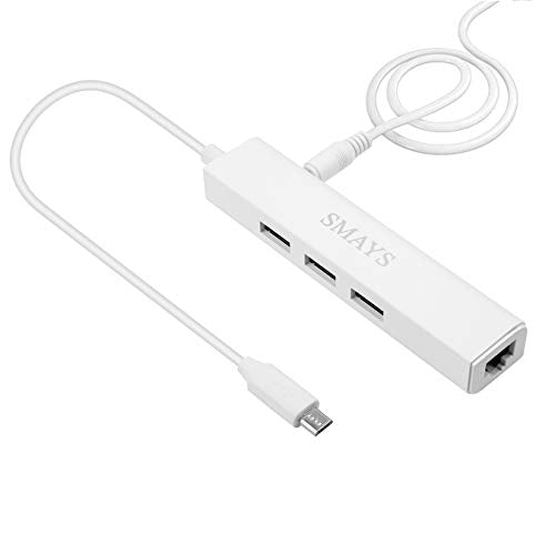 Smays Ethernet Adapter 3-Port USB Hub 100Mbps White Plastic