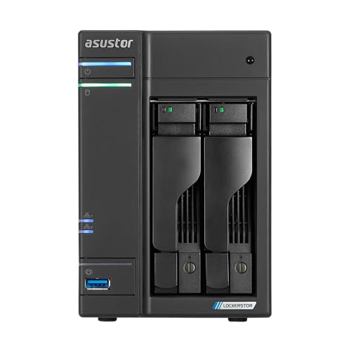 Asustor AS6702T v2 2 Bay NAS, 4GB DDR4 RAM, Intel Quad-Core, 5GbE Ethernet, HDMI, USB