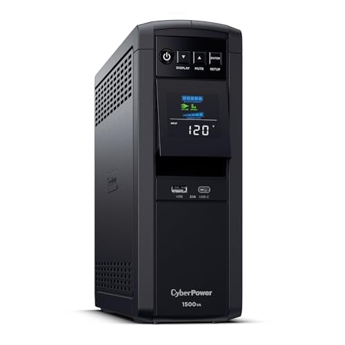 CyberPower 14x3.9x11 inches CP1500PFCLCD PFC Sinewave UPS 1500VA/1000W Mini Tower
