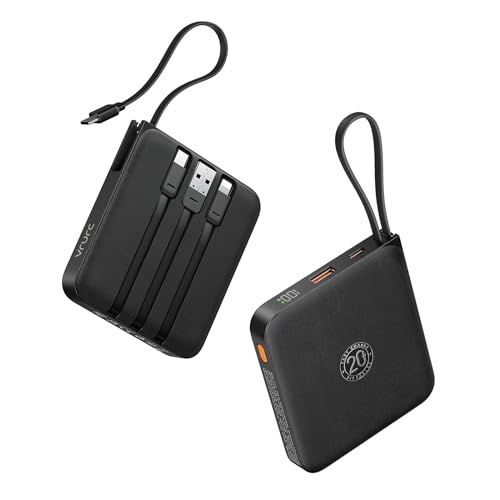 VRURC 10000mAh 22.5W Portable Charger T1173 with Built-in Cables
