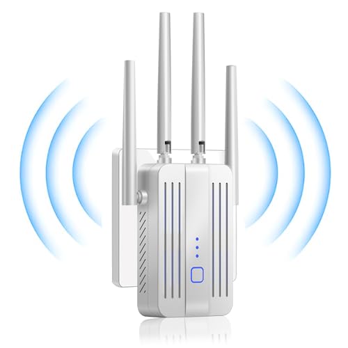 PMOODSK WiFi Extender Signal Booster 300Mbps Repeater Dual Band White