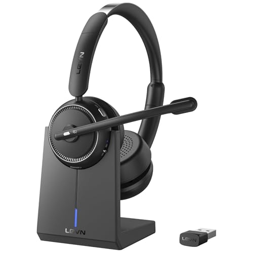LEVN Wireless Headset LE-HS013 Wireless Bluetooth 5.2 with Noise Cancellation and Mute Feature