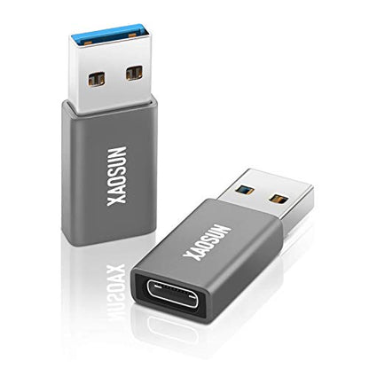 XAOSUN USB C Female to USB Male Adapter (2-Pack) 10Gbps Data Transfer 100W Fast Charging OTG-R