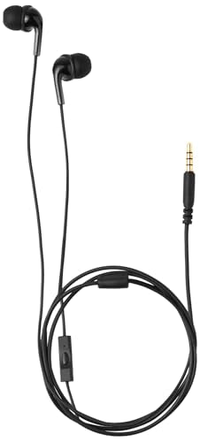 Amazon Basics 3.5mm Jack Wired Earbuds with Built-In Microphone Model 17E13BK