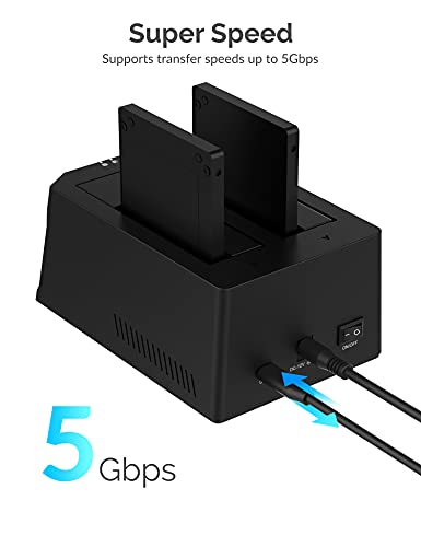 SABRENT 2.5” Dual Bay Hard Drive Docking Station EC-CH2B USB Type C 40TB