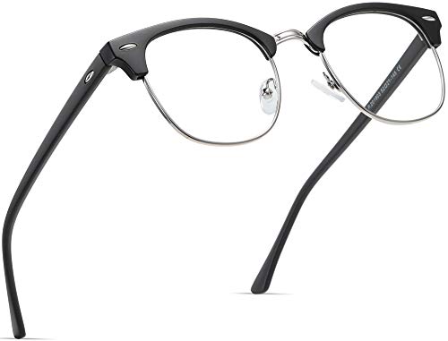 AOMASTE Medium Semi Rimless Blue Light Blocking Glasses Polycarbonate Lens Rectangular Frame