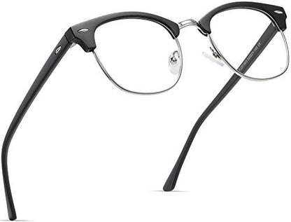 AOMASTE Medium Semi Rimless Blue Light Blocking Glasses Polycarbonate Lens Rectangular Frame