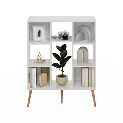 Furinno 10.94"D x 31.5"W x 39.35"H 24122WH Mid Century 8-Cube Bookshelf
