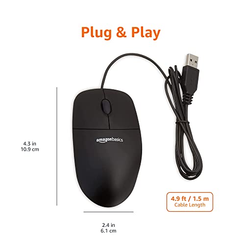 Amazon Basics 3-Button USB Wired Mouse MSU0939