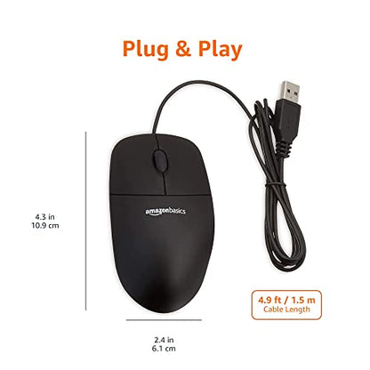 Amazon Basics 3-Button USB Wired Mouse MSU0939