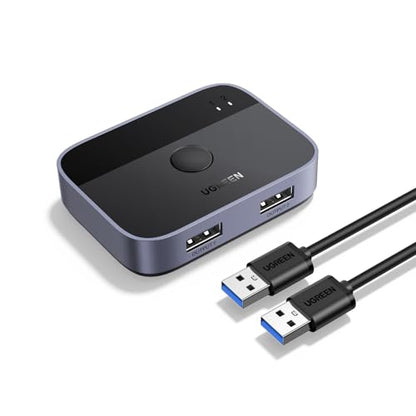 UGREEN 2-Port USB 3.0 Switch 2 Amps 5 Volts Manual Normally Open USB Switcher Button Model 35313
