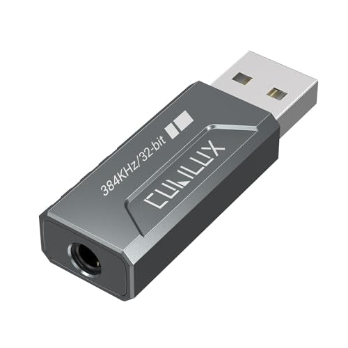 Cubilux USB to 3.5mm Audio Adapter, Hi-Res 384KHz/32-bit USB A DAC Dongle, UAC 2.0 External Sound Card