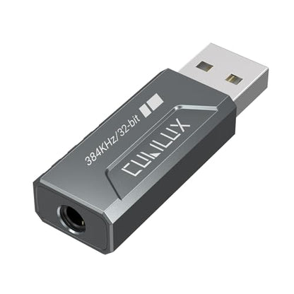 Cubilux USB to 3.5mm Audio Adapter, Hi-Res 384KHz/32-bit USB A DAC Dongle, UAC 2.0 External Sound Card