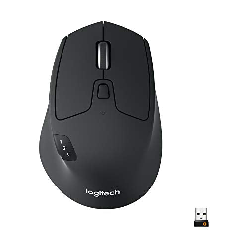Logitech M720 Triathlon Wireless Mouse, Bluetooth, USB, 1000 DPI, 6 Buttons, 2-Year Battery, Compatible with PC, Mac, iPadOS