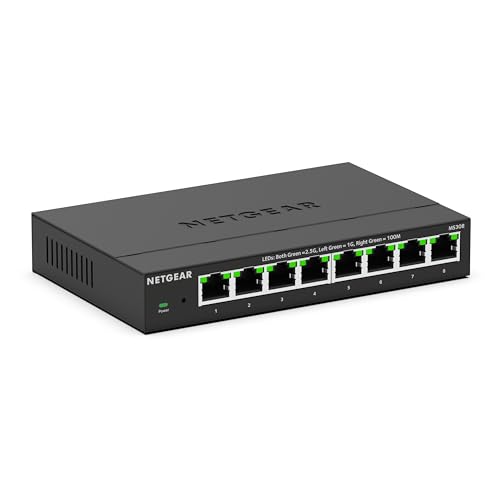 NETGEAR 8-Port 2.5G Ethernet Unmanaged Switch MS308 - 2.5 Gbps, RJ45 Interface, 12V DC, Metal Case, 1.7 lbs